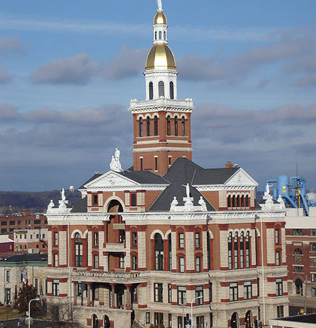 Dubuque, IA, (circa 1890) - We prepared the copper surface, primed and gilded with 1,800 square feet of 23 KT Gold Leaf. This site is listed on the National Register of Historic Places.