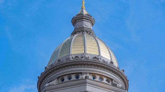 Among the restorations needed to the Capitol Building were major repairs to its exterior. As part of those repairs, a new copper dome was to be fabricated, installed and gilded. (Photo by: RACHEL GIRT)